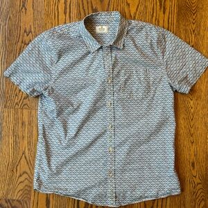 Marine Layer Short Sleeve Men's Blue and White Geometric Shirt